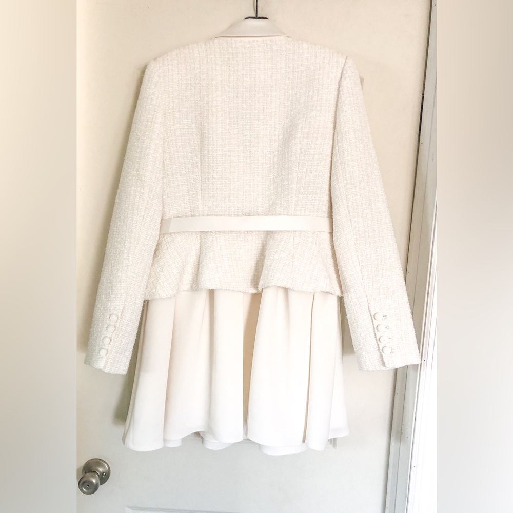 Self - Portrait Tailored Cream Color Boucle Mini Dress - Picture 14 of 16